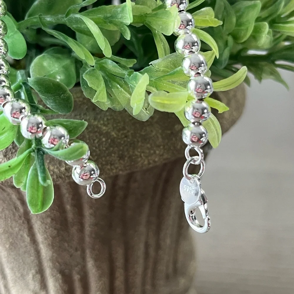 Sterling Silver 925~6MM Beaded Highly Polished~ 8inch Bracelet 🍃🆕🍃